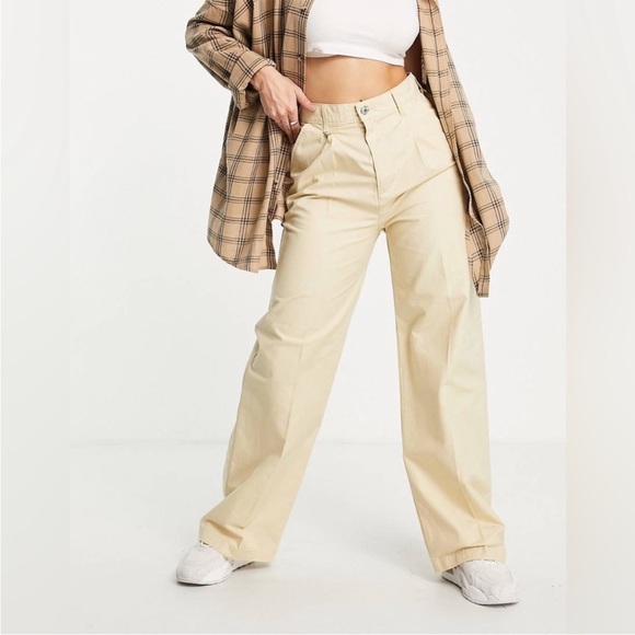 Levi’s High Loose Pants Pleated Khaki Chino Beige Tan Canvas Trousers Wide Leg - Picture 3 of 16